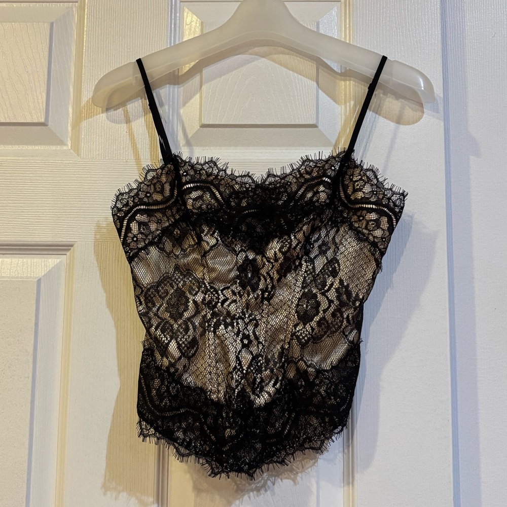 Guess Black Lace Sheer Tank Top